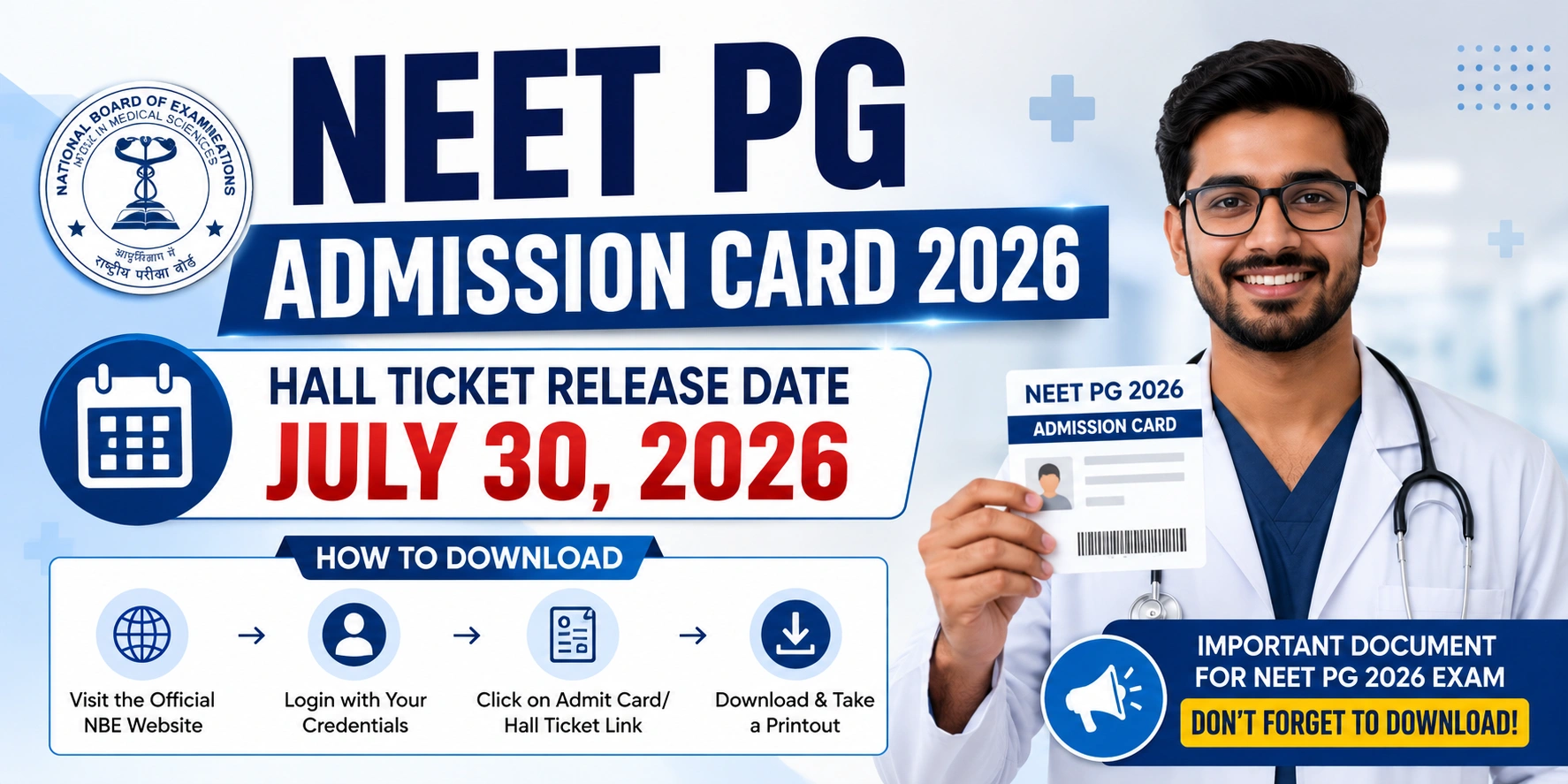 NEET PG admit card release announcement