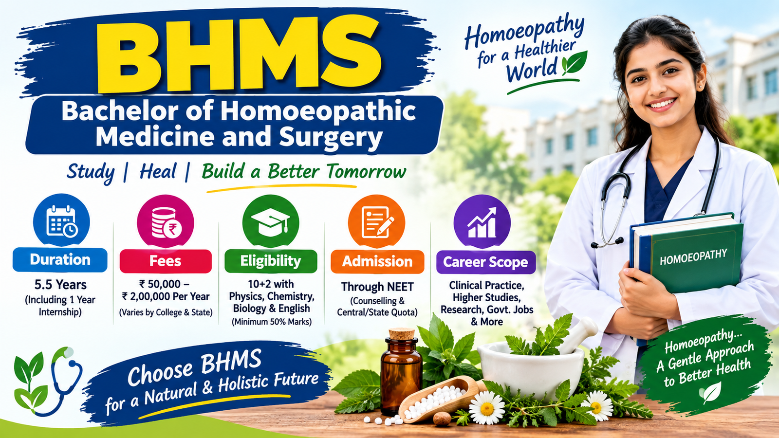 BHMS Course (Bachelor of Homoeopathic Medicine and Surgery): Duration, Fees, Eligibility, Admission & Career Scope