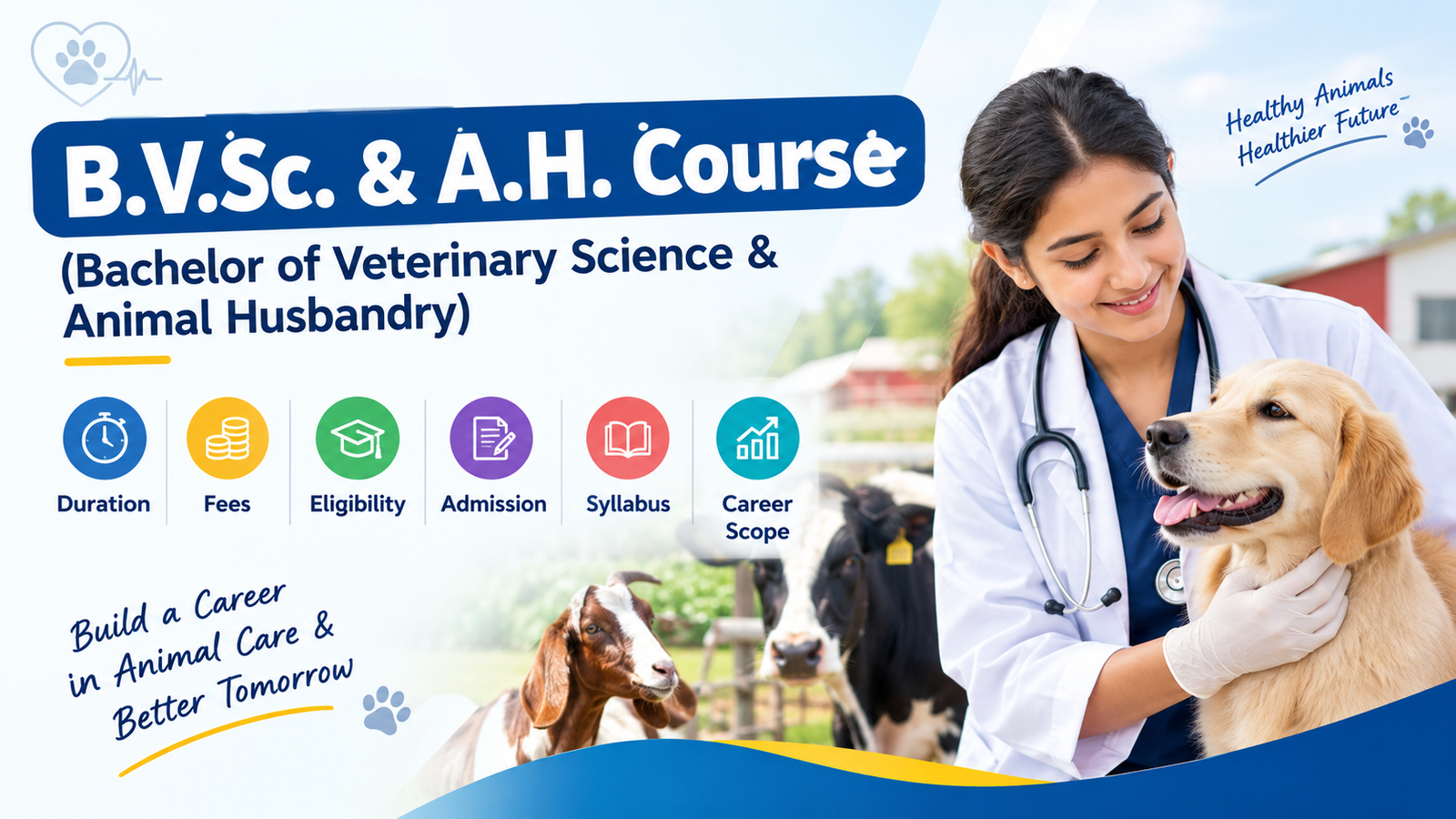 B.V.Sc. & A.H. Course (Bachelor of Veterinary Science & Animal Husbandry): Duration, Fees, Eligibility, Admission, Syllabus & Career Scope